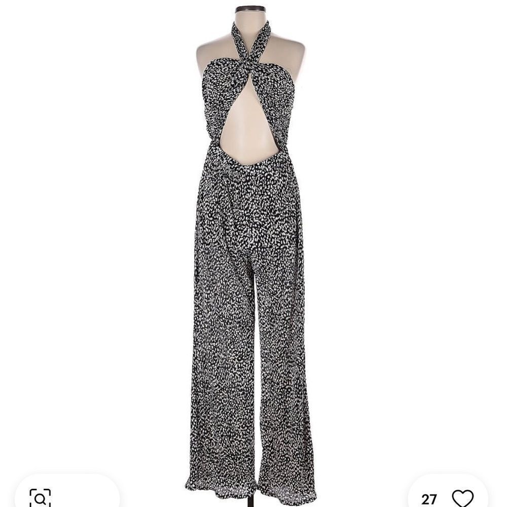 LPA Black and White Pattern Jumpsuit with Cut Out Middle - Size Medium LIKE NEW